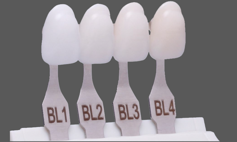 bleach shades for Kiss metal veneering porcelain system shown in a shade guide